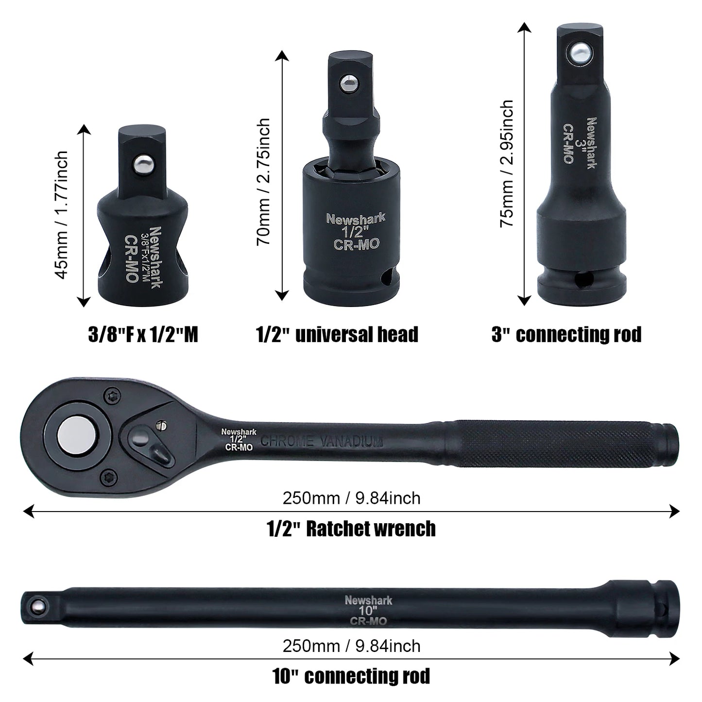 22PCS Drive Socket Wrench Set,1/2-Inch Impact Socket Set,6 Point,Metric Size(10-32mm),Quick Release Ratchet,Repairing Tool