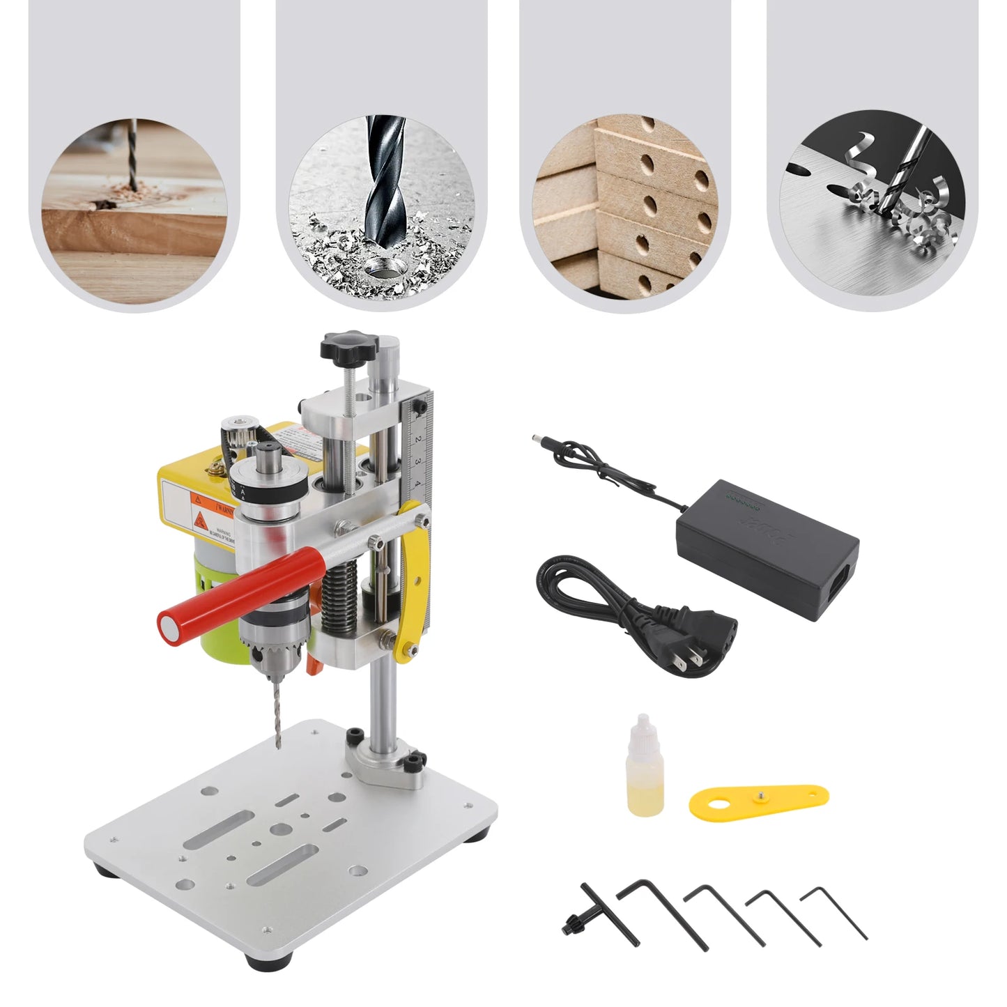 B10 Aluminum Drill Press Work Station,12-24V Green Free Standing Drill Press Table 12*15*27cm for Small Objects,Soft Materials