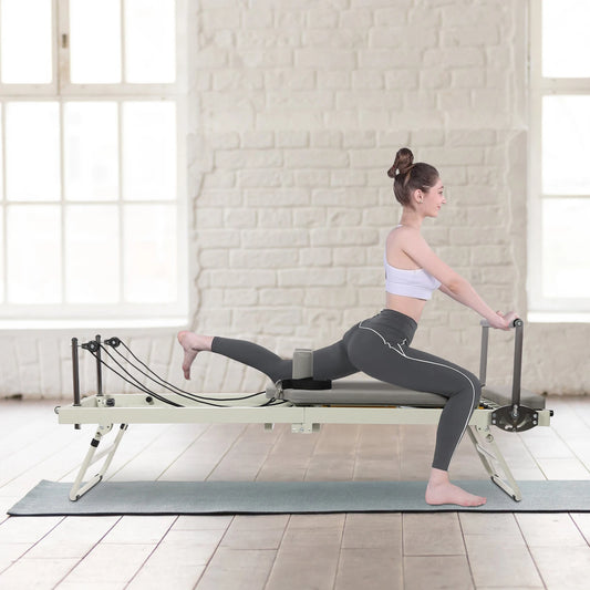 Foldable Pilates Reformer Machine Multifunctional Yoga Fitness Equipment Exercise Body & Mind