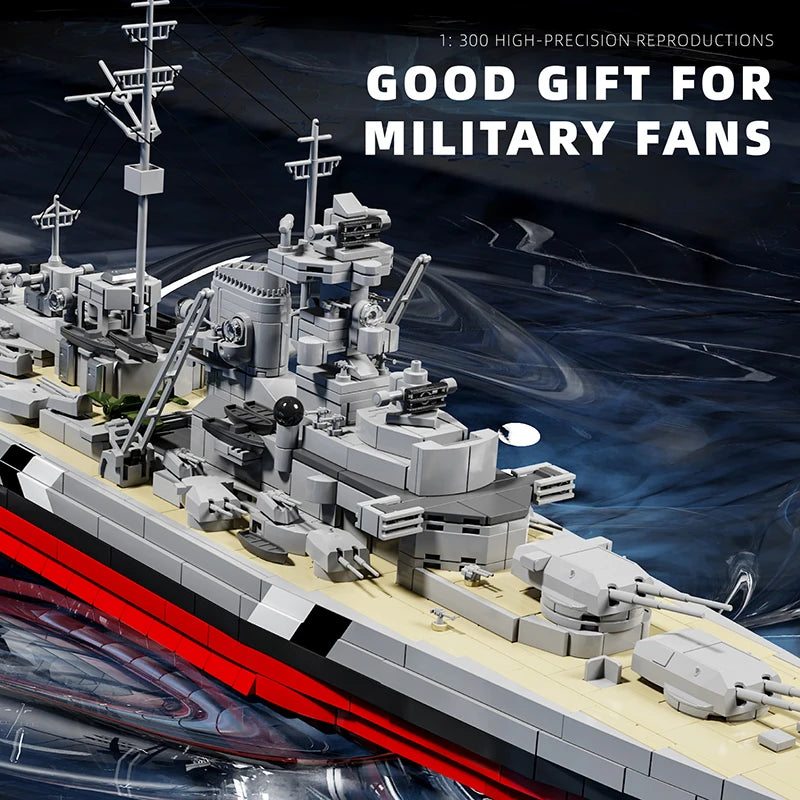 2686PCS Bismarck Battleship Model Building Blocks Toys Sets Desktop Ornaments Assembly Ship Bricks Ideal Holiday Birthday Gifts