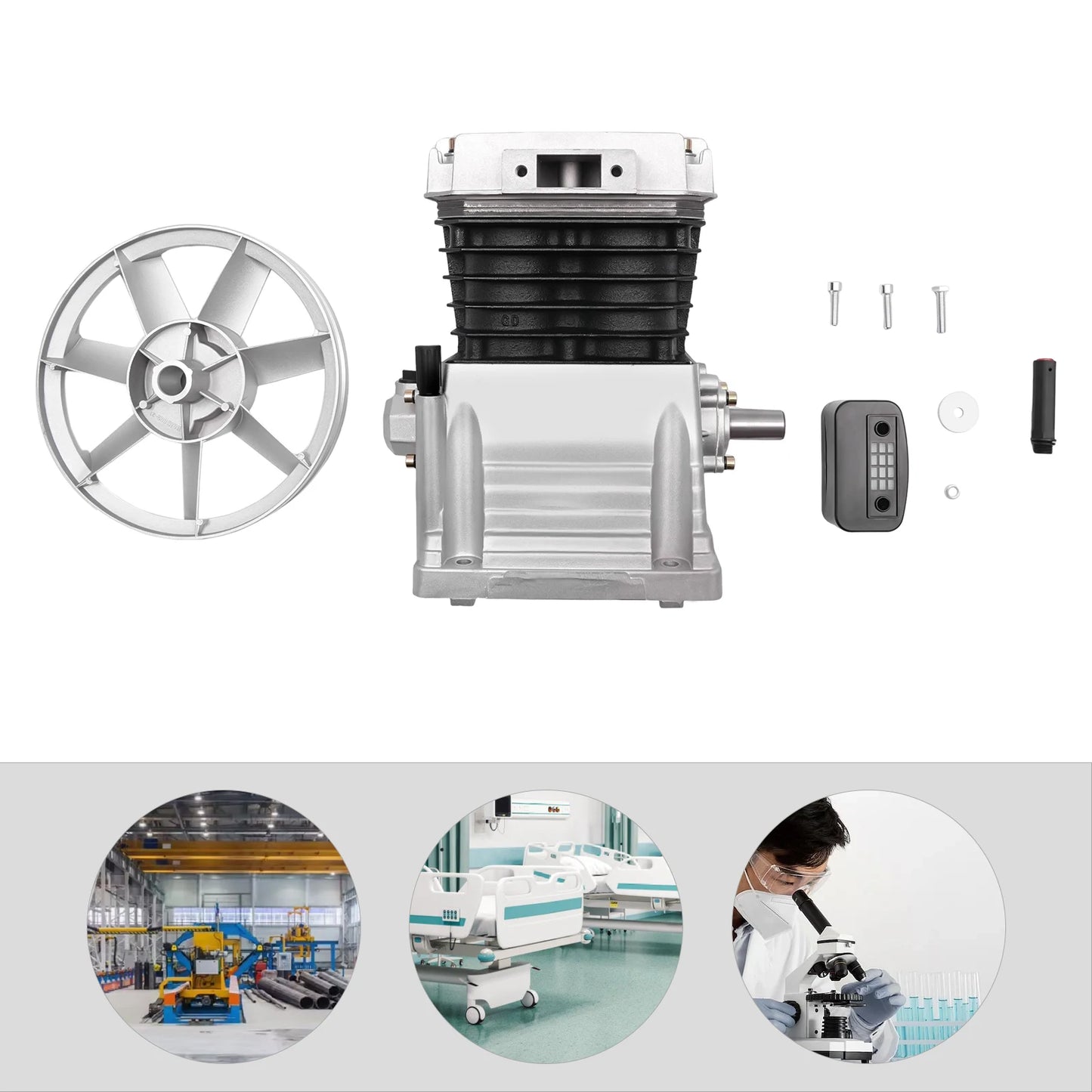 Air Compressor Head 3hp Compressor Pump Head 2 Cylinders Piston Compressor Gas Conveying Refrigeration