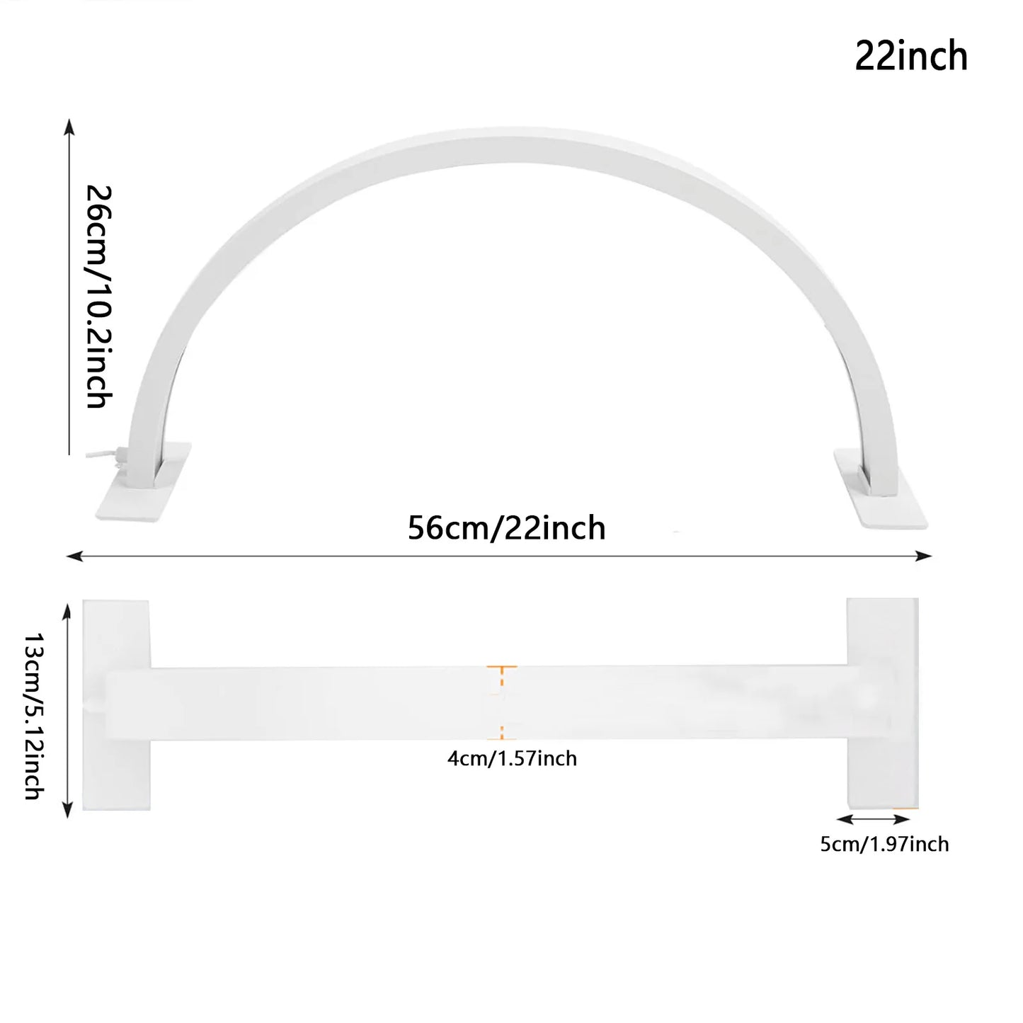 22-inch desk lamp, half-moon LED nail light, nail technology light, three colors of light, adjustable brightness