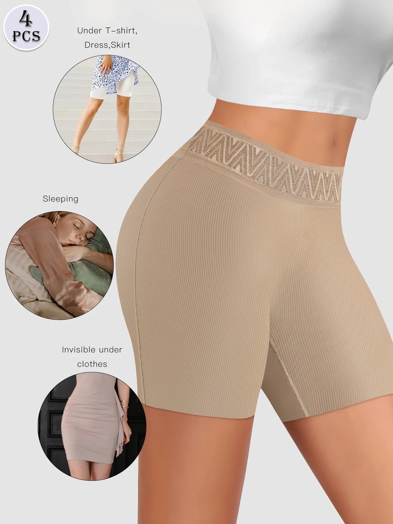 MEIYATING Womens Seamless Boy Shorts Underwear Soft Stretch No Show Boxer Shorts Briefs Panties for Ladies 4 Packs