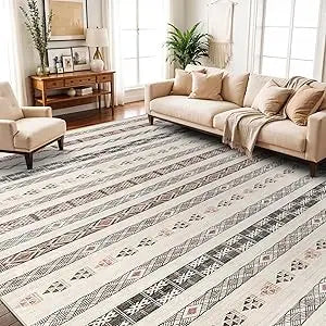 Washable Modern Area Rug: 10x14 Large Geometric Area Rugs for Living Room & Bedroom with Non-Slip Backing Modern Geometric Carpe