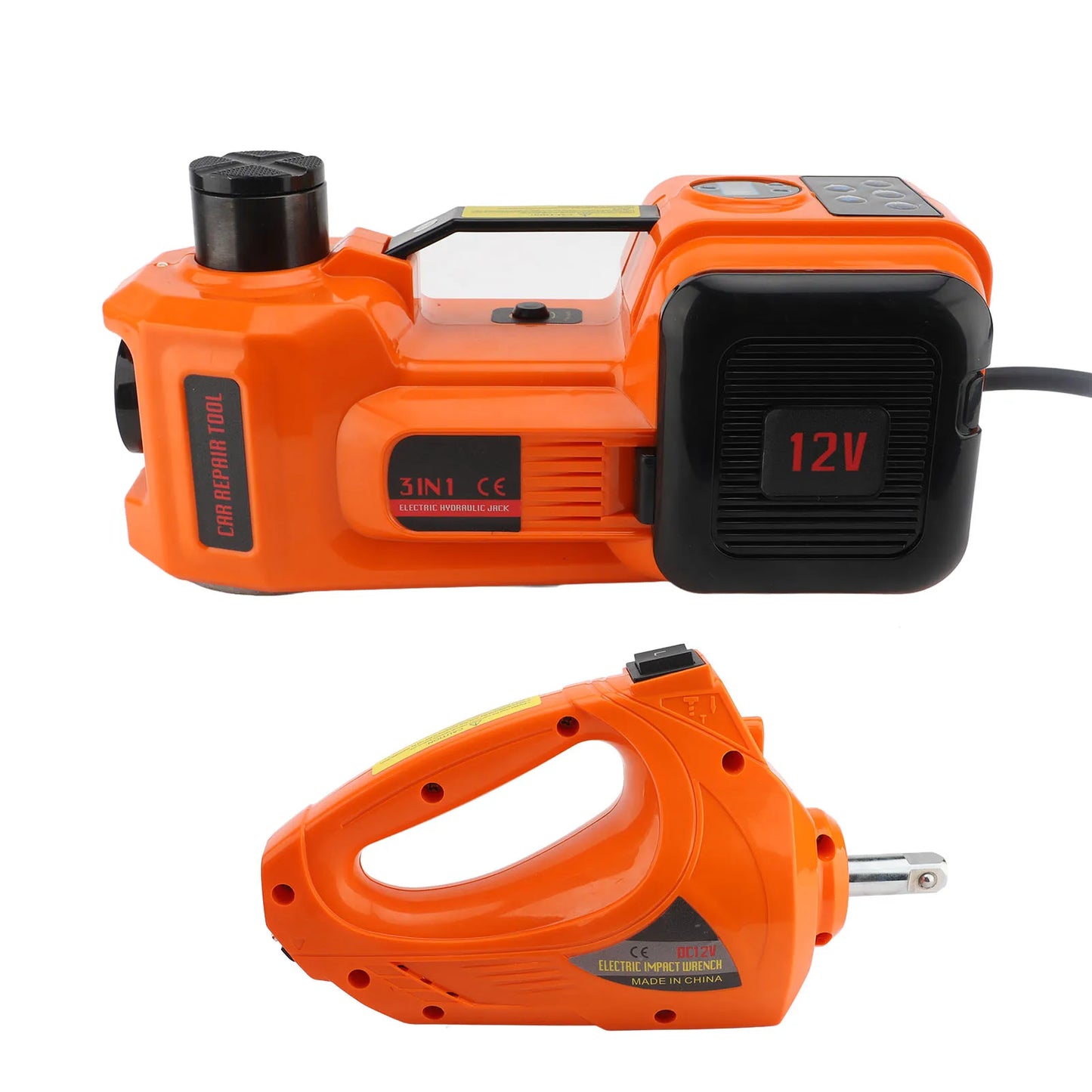 Protable 12V Electric Hydraulic Jack Digital Display 5 Ton Car Jack Wrench and Inflator Function 135-360MM 155-450MM 235-530MM