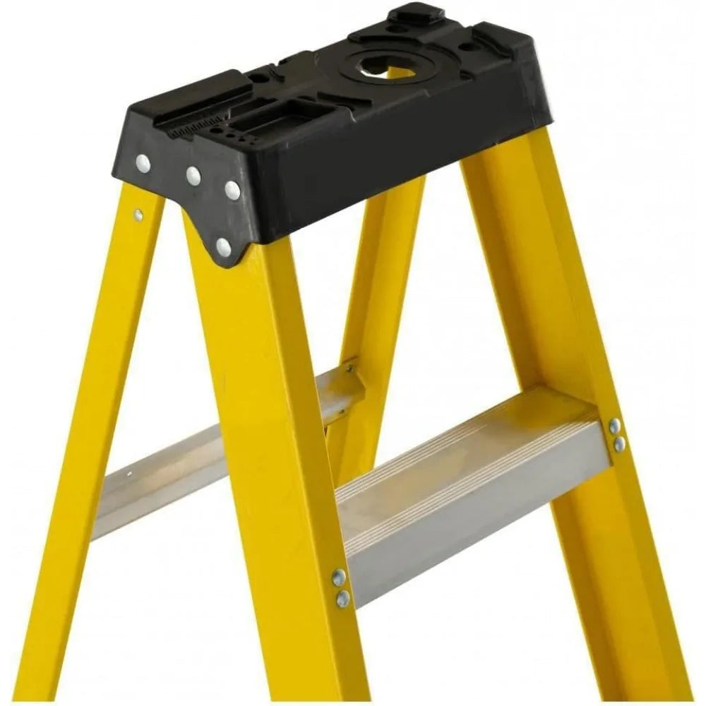 8' Fiberglass Step Ladder, 12' Reach, 250 lbs Load Capacity