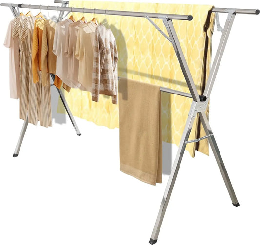 Clothes Drying Rack Adjustable Heavy Duty Laundry Rack Premium Stainless Steel Extendable Foldable 59 to 95 Inches