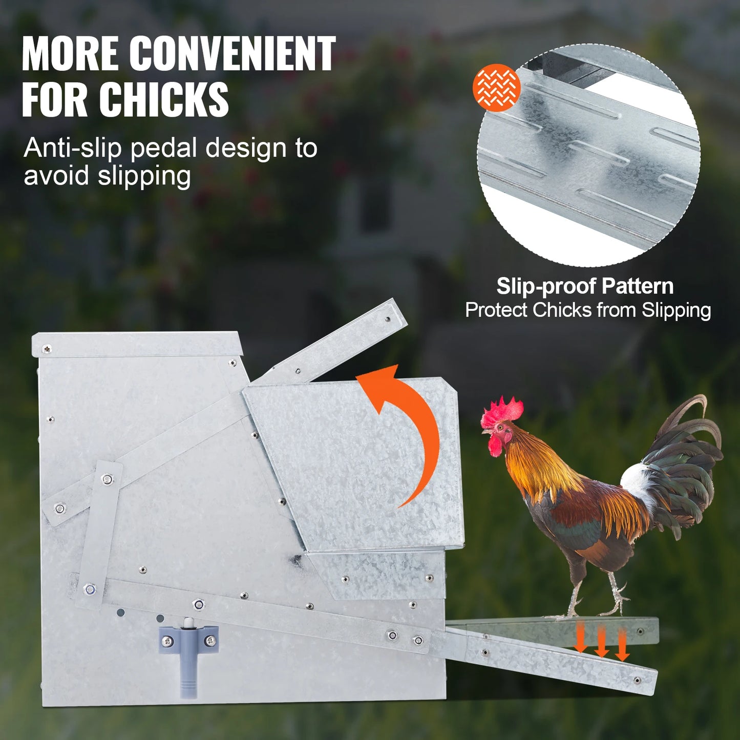 VEVOR Automatic Chicken Feeder 25 Pounds Capacity Feeds 10 Chickens up to 11 Days Galvanized Steel Poultry Feeder