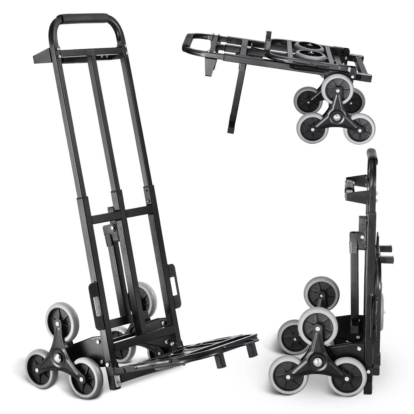 SucceBuy 460 lbs Stair Climbing Cart Folding Hand Truck Dolly with Handle 6 Wheels & 2 Ropes for Shopping Moving Warehouse