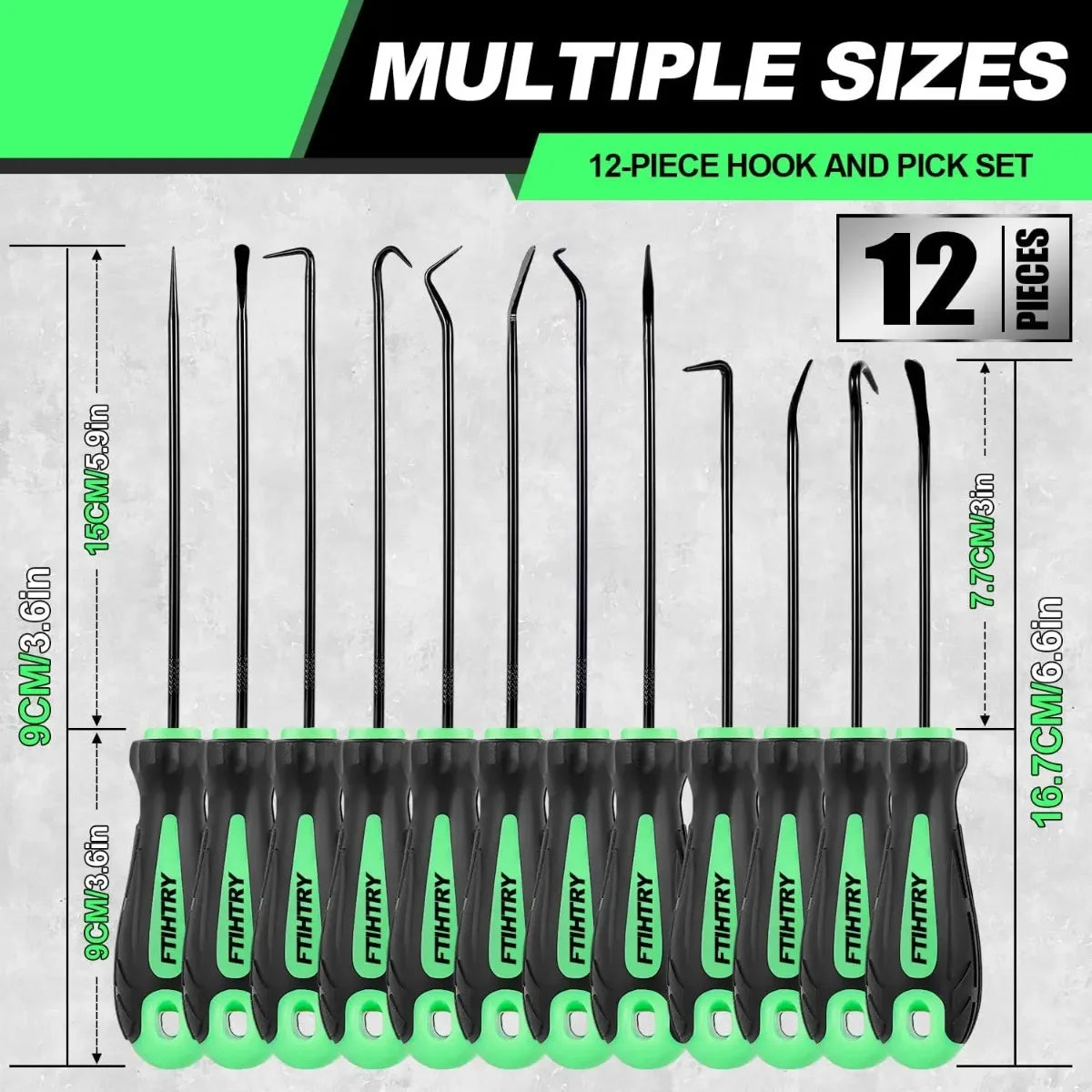 12 Piece Pick and Hook Tools Set, Auto Oil Seal O Ring Gasket Removal Puller, Long and Mini Pick Tool Set, Silver