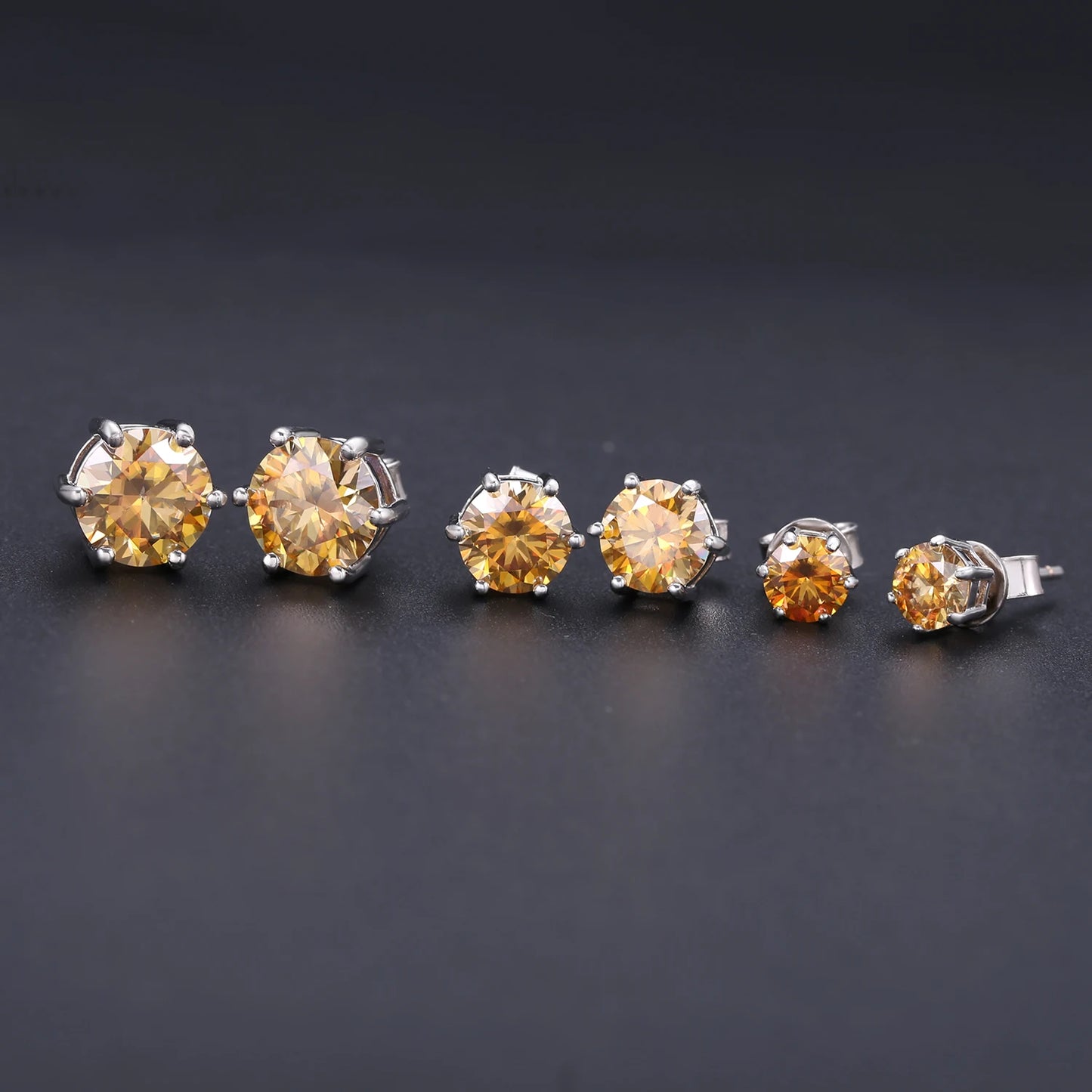 Gems Ballet Moissanite Stud Earrings 925 Silver Six Prongs