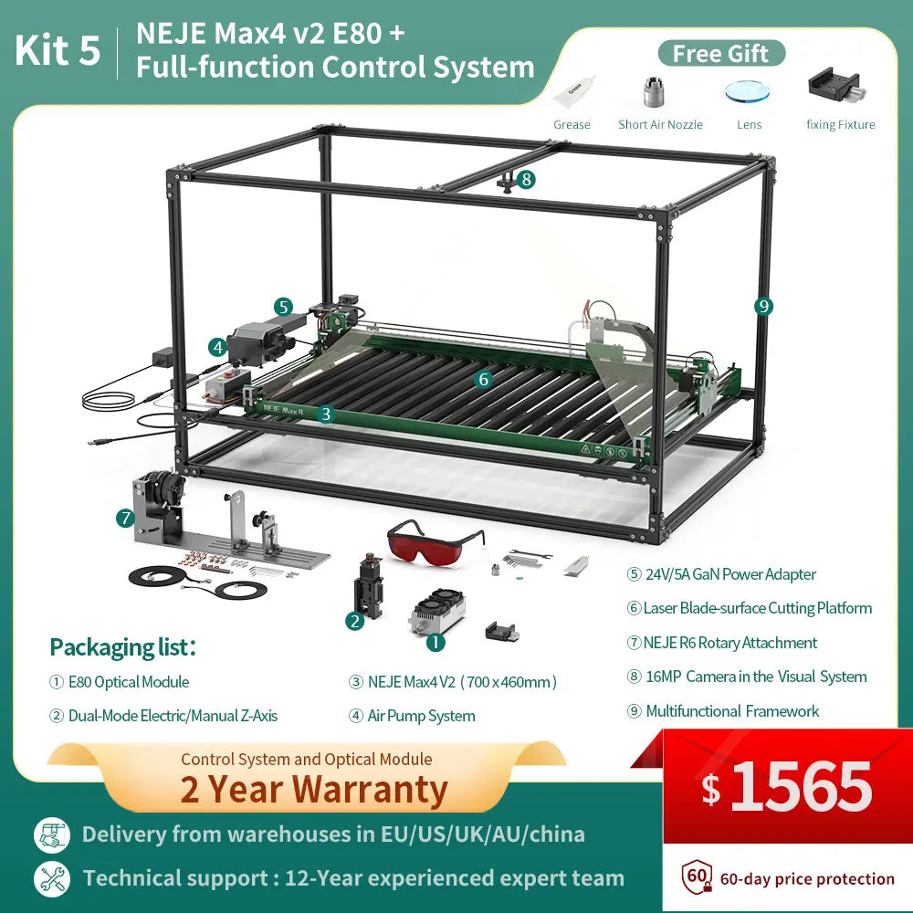 NEJE Max 4 V2 Laser Engraver Stainless Steel DIY Logo Printer Metal Laser Engraving Machine 1000mm/s 3D Relief with Z-Axis
