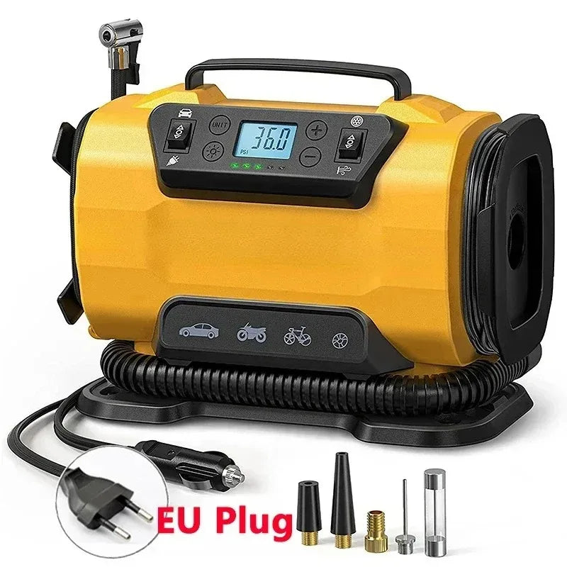 110V-230V AC/DC Dual Power Portable Inflation Pump Car Air Compressor for Home Auto Dual Inflatable Boat Bicycle Tire Inflator