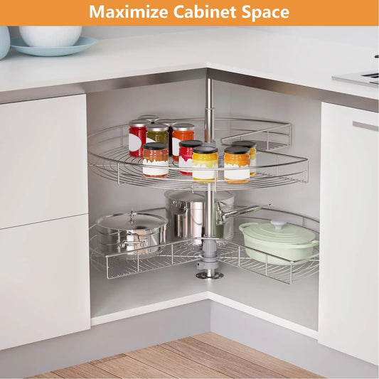 Basket Organizer Rotating Corner Shelf Kidney Shaped 270 Degree Storage Holder Basket for Home Kitchen Corner Organazer Basket