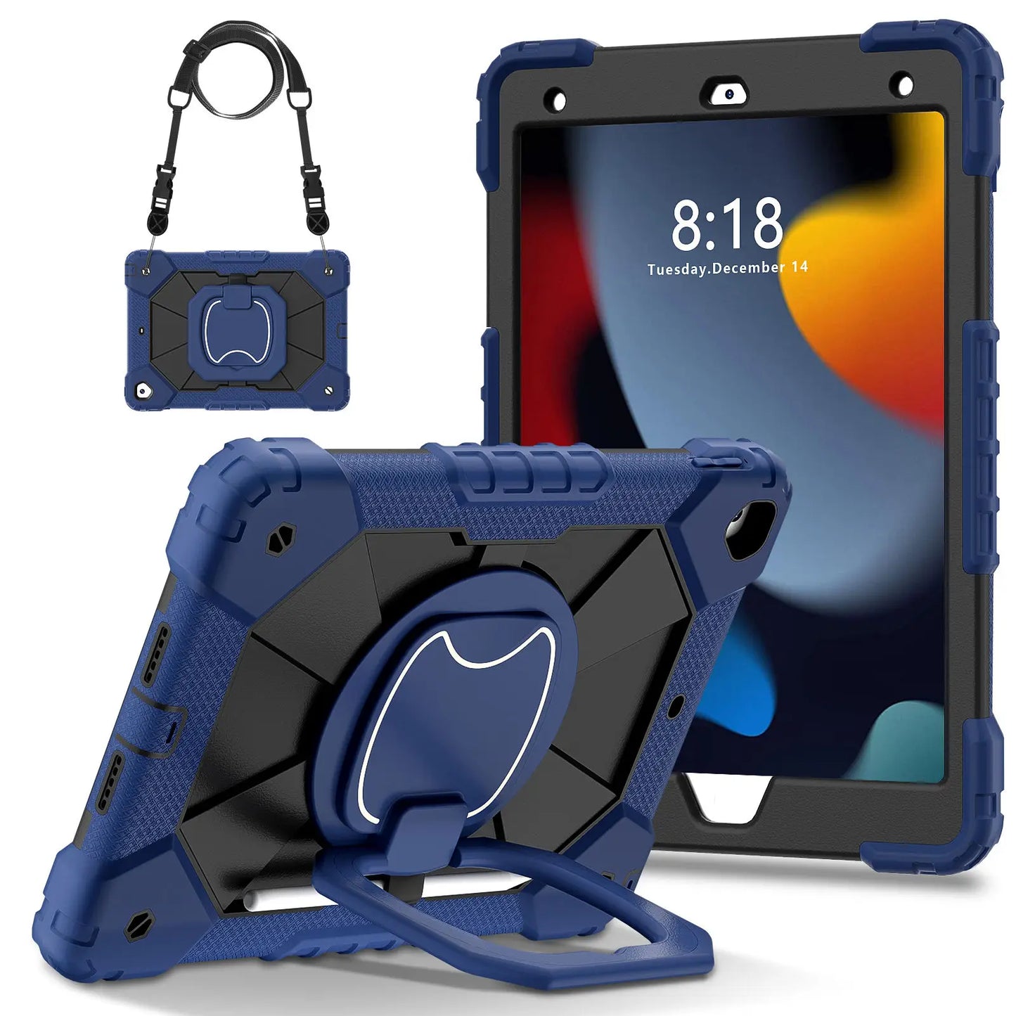 for iPad 5th/6th/7th/8th/9th/10th 2022 Air 4/5 Pro 11 Pro 9.7 Case with Pencil Holder with 360 Rotating Foldable Stand Cover