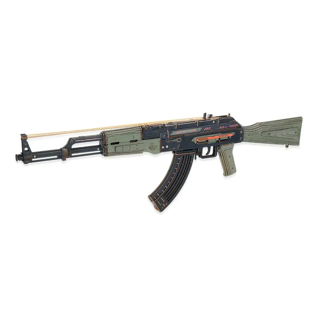 Robotime Rokr 3D Wooden Puzzle Toy Rifle Model Kits with Rubber Bands for Adults to Build Unique Gifts for Kids and Adults AK-47