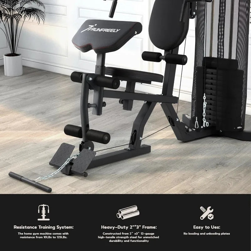 All-in-one Weight Machine for Home Gym,Multifunction Workout Station Equipment with 150LBS Weights Stack