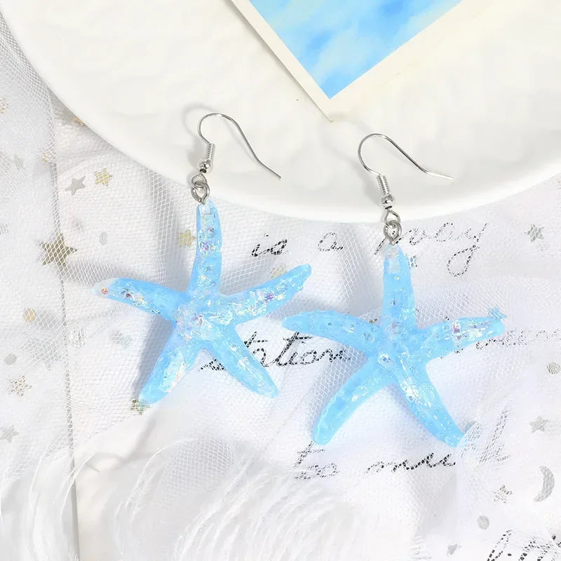 2025 Multi layered Creative Rope Chain Fashion Beach Jewelry Gift Girl Boho White Blue Starfish Pendant With Necklace Women's