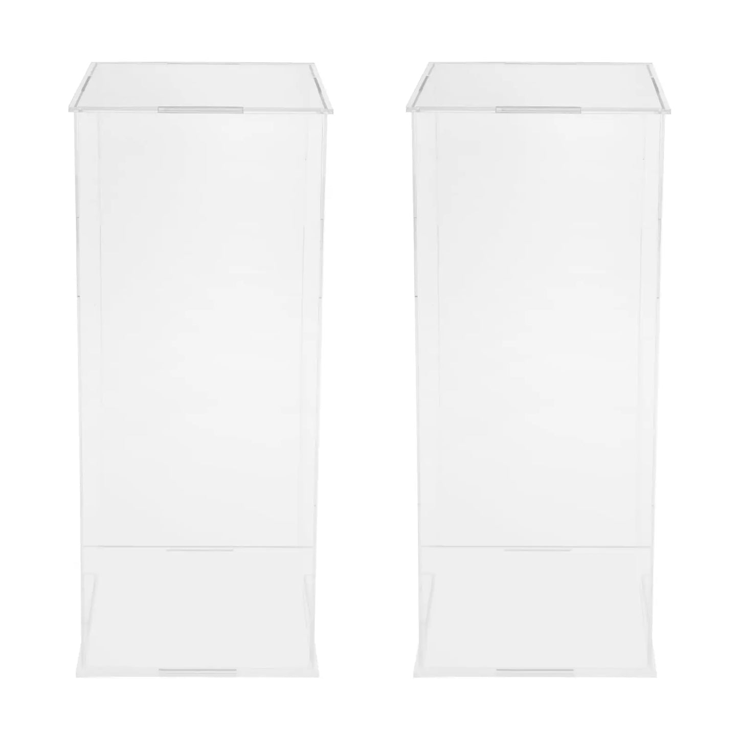 2 Pack Acrylic Pedestal Display, Tall Clear Column with Lid Flower Tower Weddings Special Events Display Box Rectangle Stand Whi