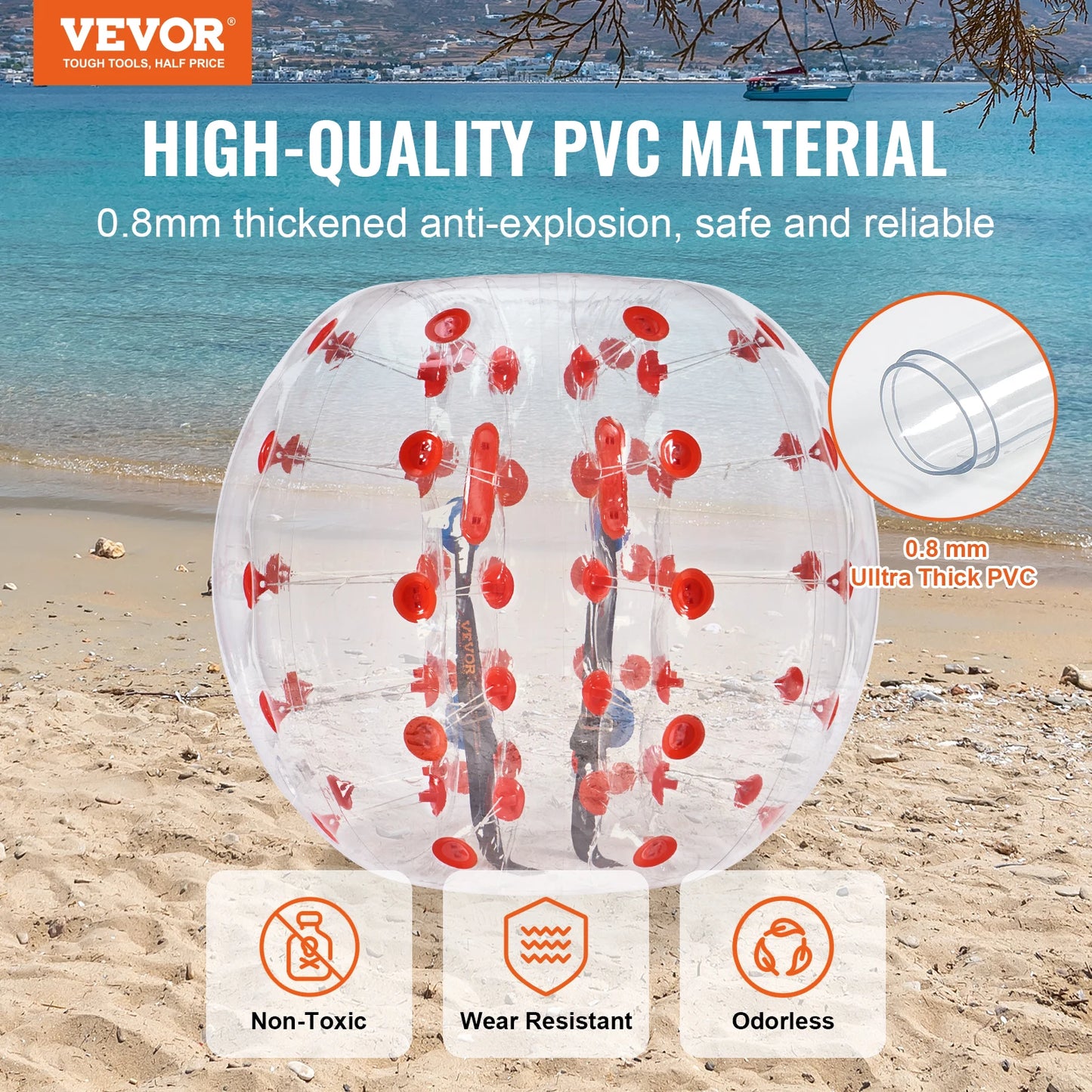 SucceBuy Inflatable Bumper Ball 4FT/1.2M Body Sumo Zorb Balls for Teen & Adult 0.8mm PVC Bubble Balls Bumper Bopper Toys
