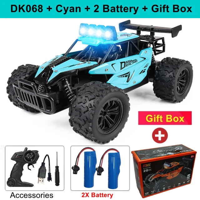 Remote Control Car RC Drift Racing 1:16 Vehicle Off Road Alloy 2.4G Radio High-Speed Trucks With LED Light Climbing Gift Kid Toy