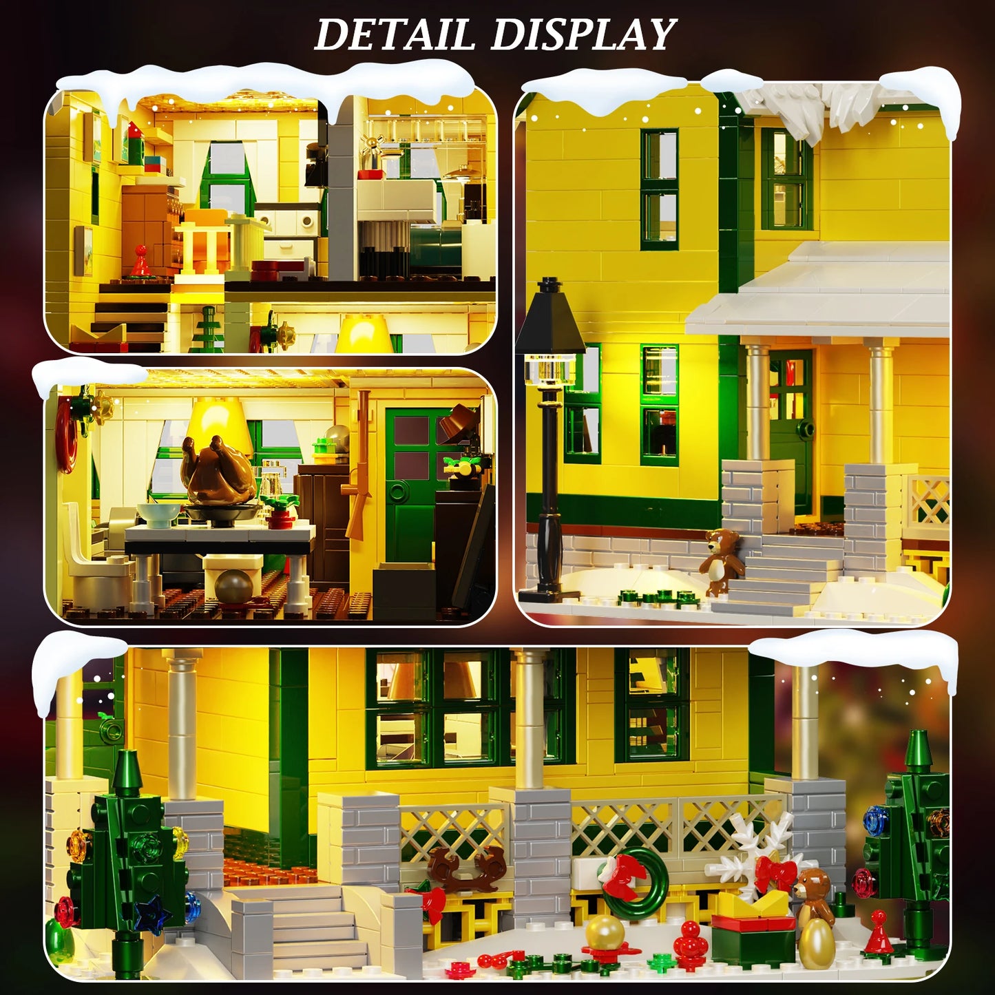 Christmas Story House Building Bricks Set with Light,Christmas Village House Blocks Toys Gifts Friends and Kids (1367 PCS)