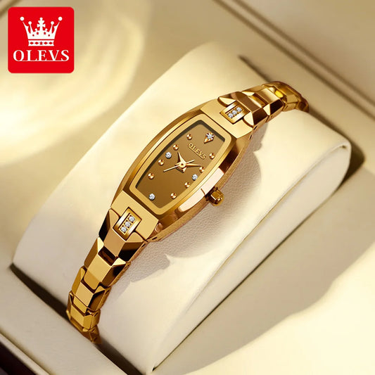 OLEVS Top Brand Luxury Women Watch Fashion Female Golden Watch Waterproof Stainless Steel Women's Watch Set Small Diamond Dial