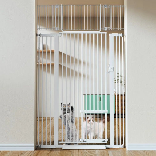 71" Extra Tall Pet Gate for Cats, 29.5-40.6" Extra Wide  Adjustable Cat Door, Prsure Mounted Easy Walk Through Gate
