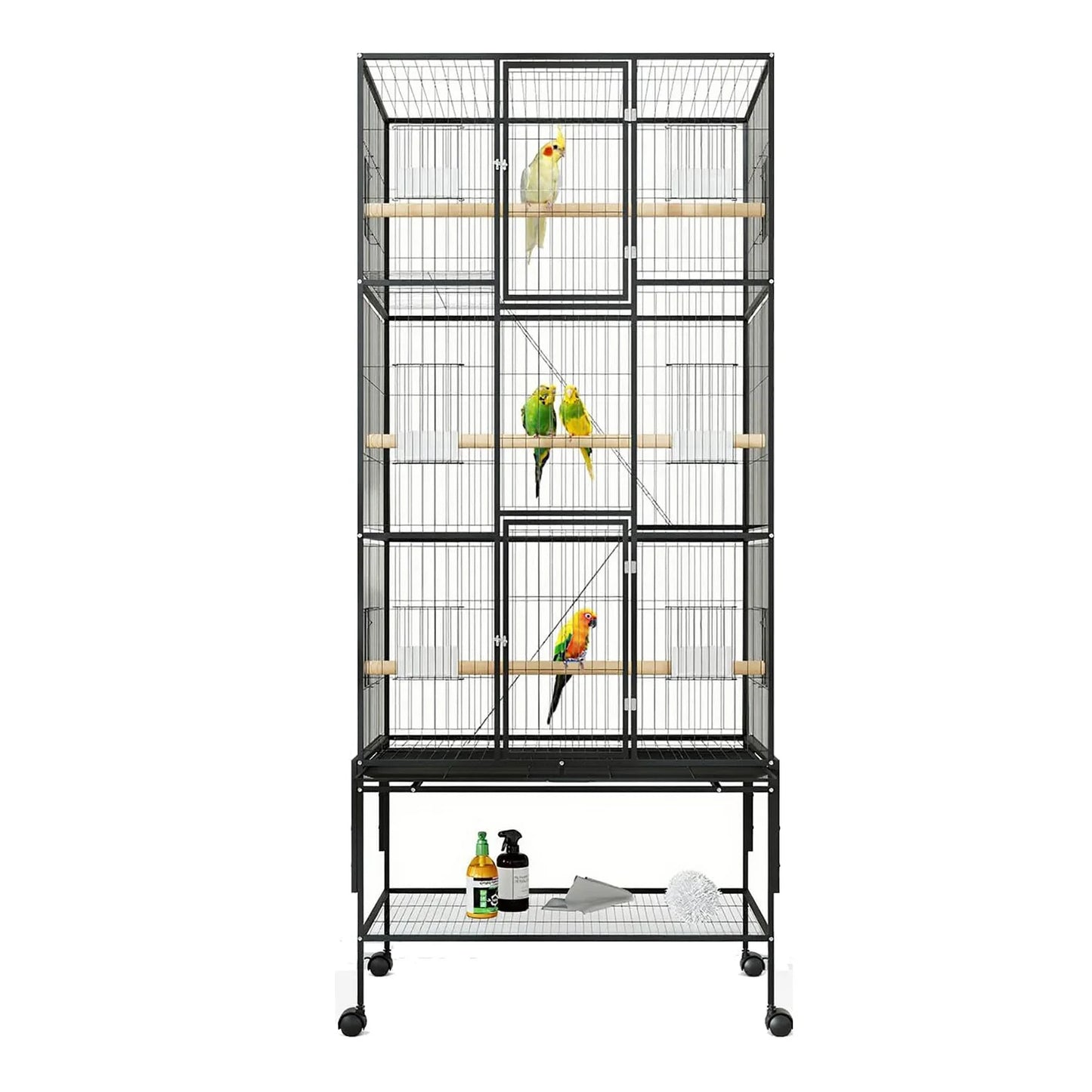 69 Inch Large Bird Cage Bird Cage with Rolling Storage Stands Feed Bowls Wide Tall Parrot Cage For Parakeets Conures Cockatiel