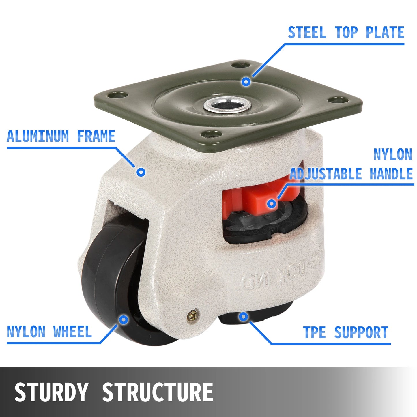 VEVOR 4Pcs Leveling Casters Self Leveling Caster with 3300lbs Capacity Per Set & 360 Degree Swivel for household and outdoor