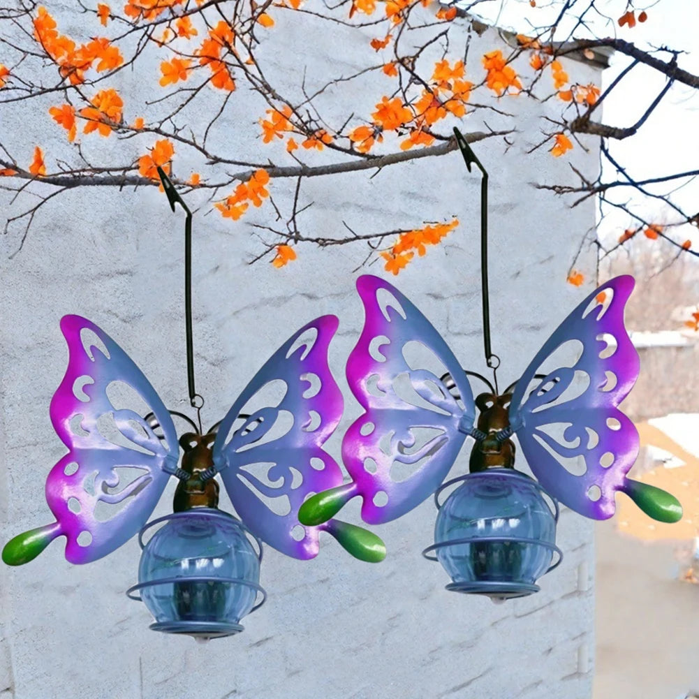 LED Hanging Flying Animals Lamp Solar Powered Painted Iron Art Crafts Light IP44 Waterproof Yard Balcony Porch Garden Decoration