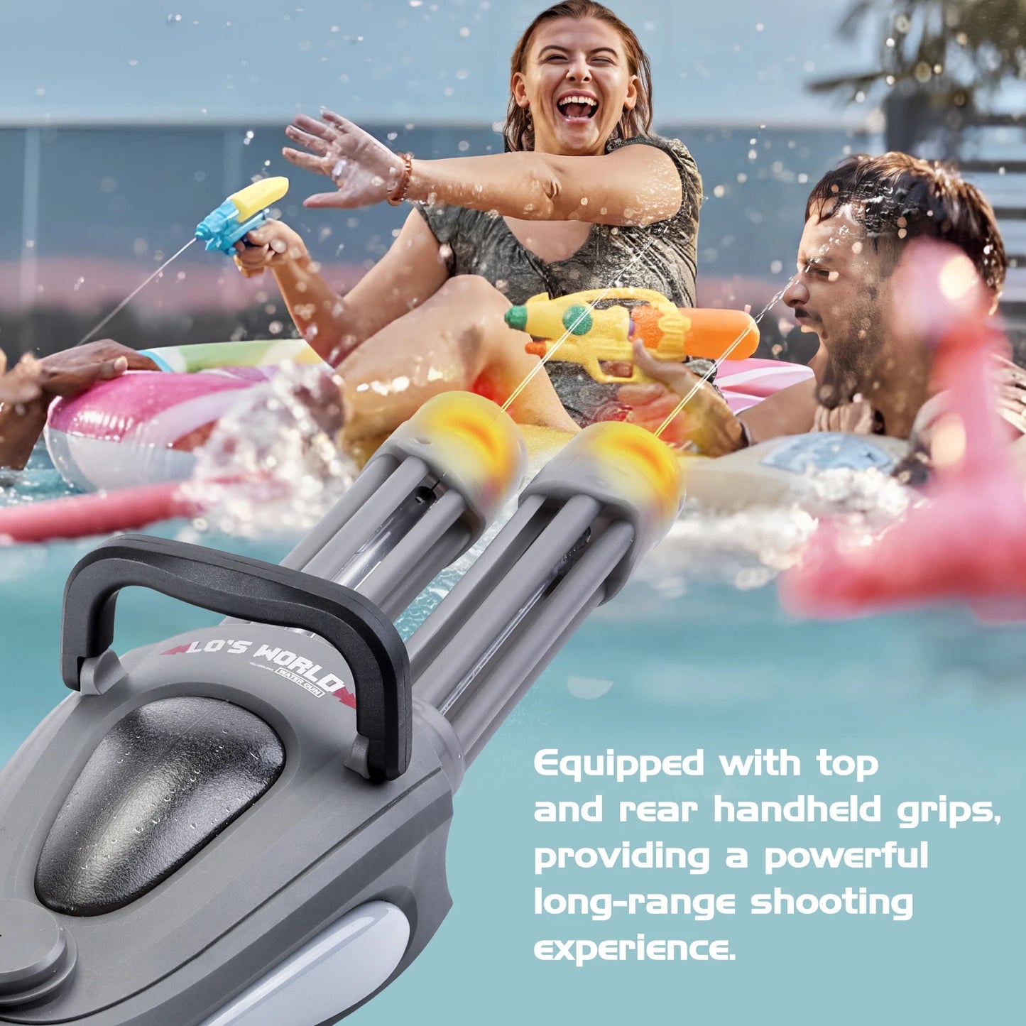 Gatling Electric Water Gun Toy For Kids Aged 8-12 Double Barrel Water Blaster Toy With Backpack Gift For Children Adults