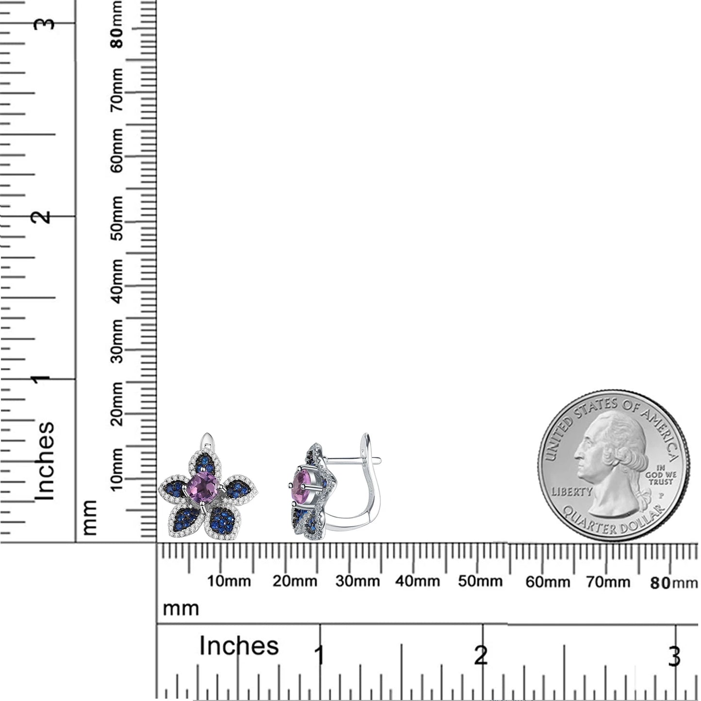 Gems Ballet 925 Sterling Silver Amethyst Stud Earrings