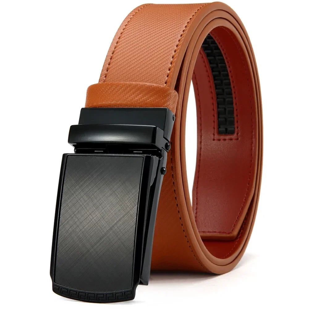 New Mens Belt Automatic Genuine Leather Luxury Belt of Men Male Metal Automatic Buckle Designer High Quality Waist Belt Black