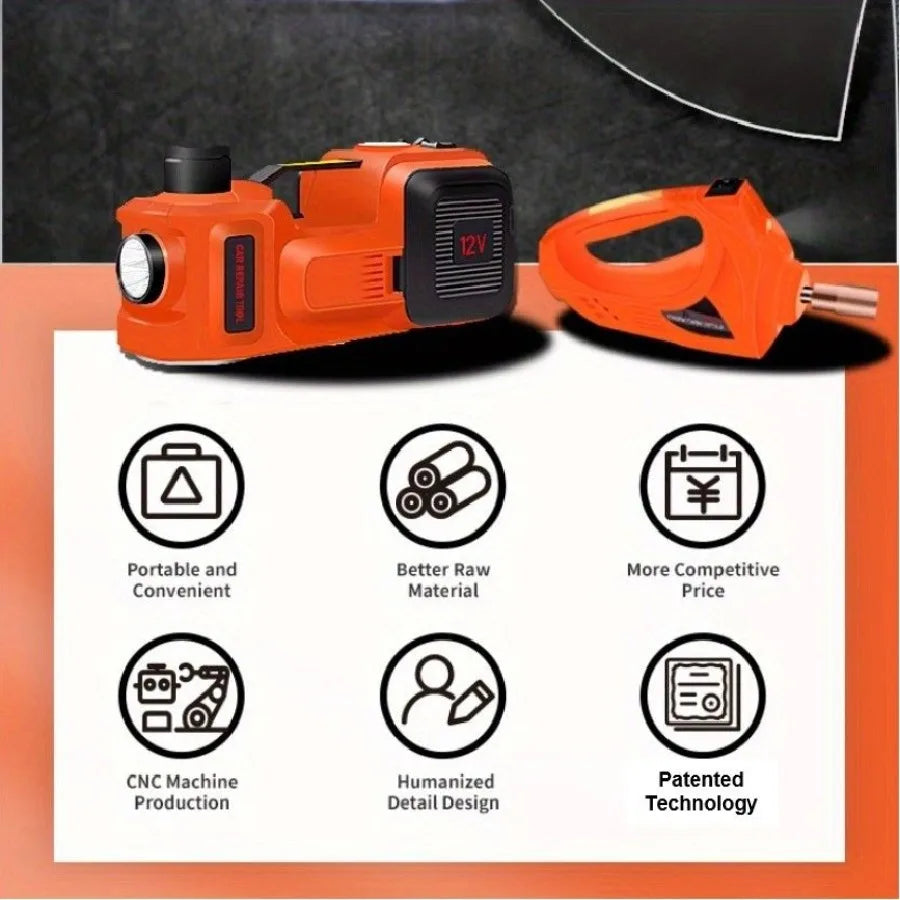 LCD Display Electric Car Jack 5 Ton LBS Hydraulic Jack with Electric Impact Wrench Portable Car Lift with Builtin Inflatable Pu