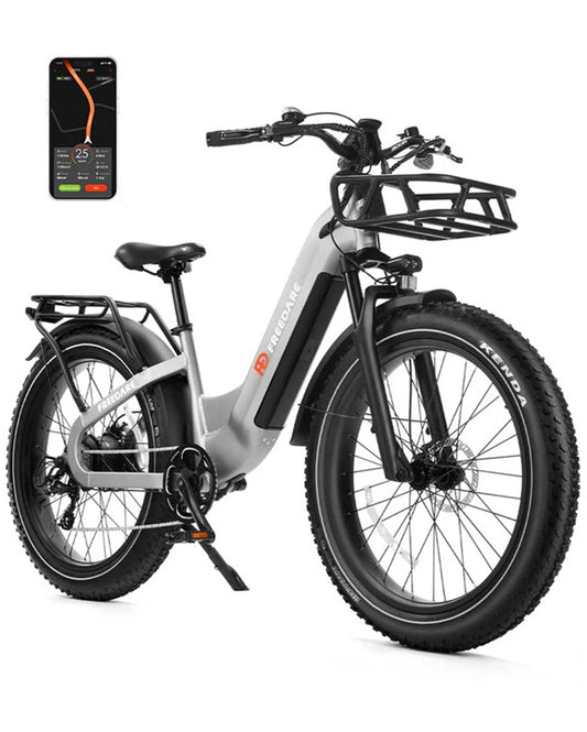 Smart Electric Mountain bike 48V 1000W (Peak W) Motor e dirt bike 26"*4.0" Ebike Adult motor Electric Bicycle with Basket