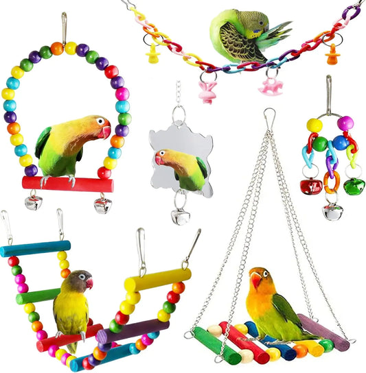 swing, ladder, perch, for parakeets, cockatiels, conures, finches, budgies, lovebirds, parrots, small-medium birds, climbing fun