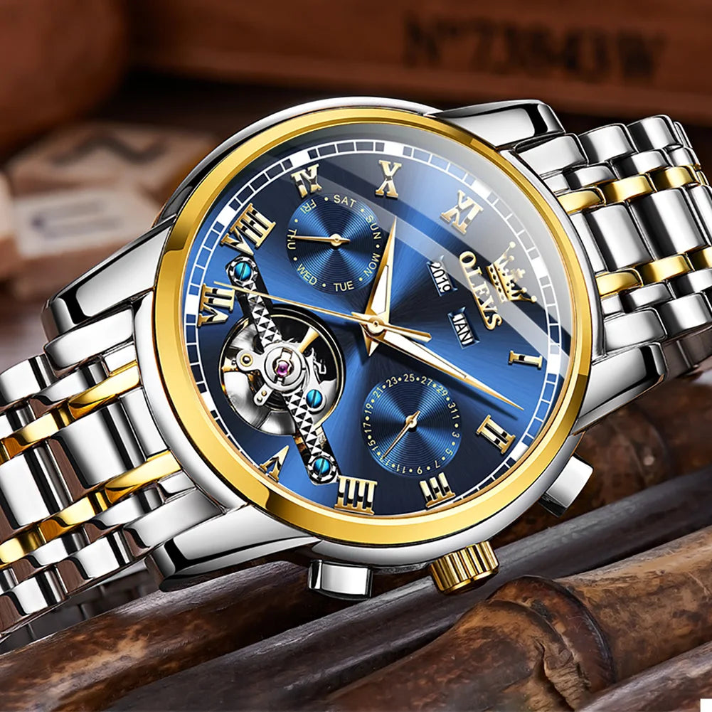 OLEVS Men's Automatic Mechanical Watch Waterproof Skeleton