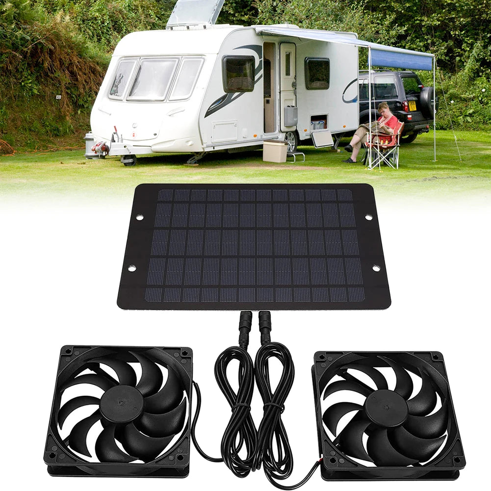12V 10W Solar Exhaust Fan Waterproof IP65 Silent Cooling Fan for Dog Kennel Chicken Coop Greenhouse