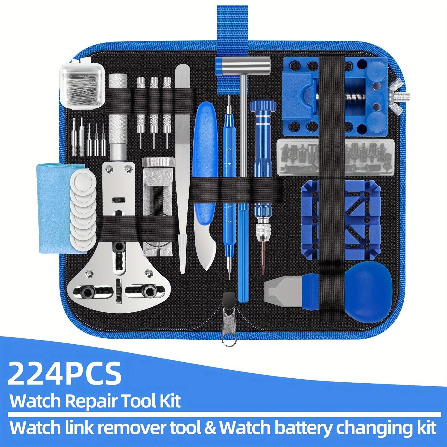 Watch Repair Kit 224Pcs Spring Bar Tools Battery Pro