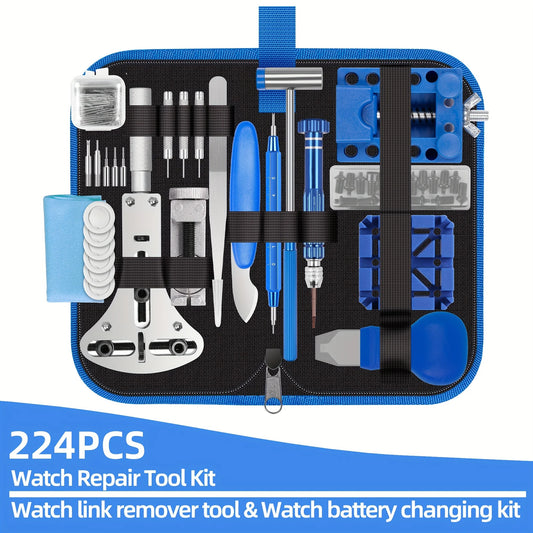 Watch Repair Kit 224Pcs Spring Bar Tools Battery Pro