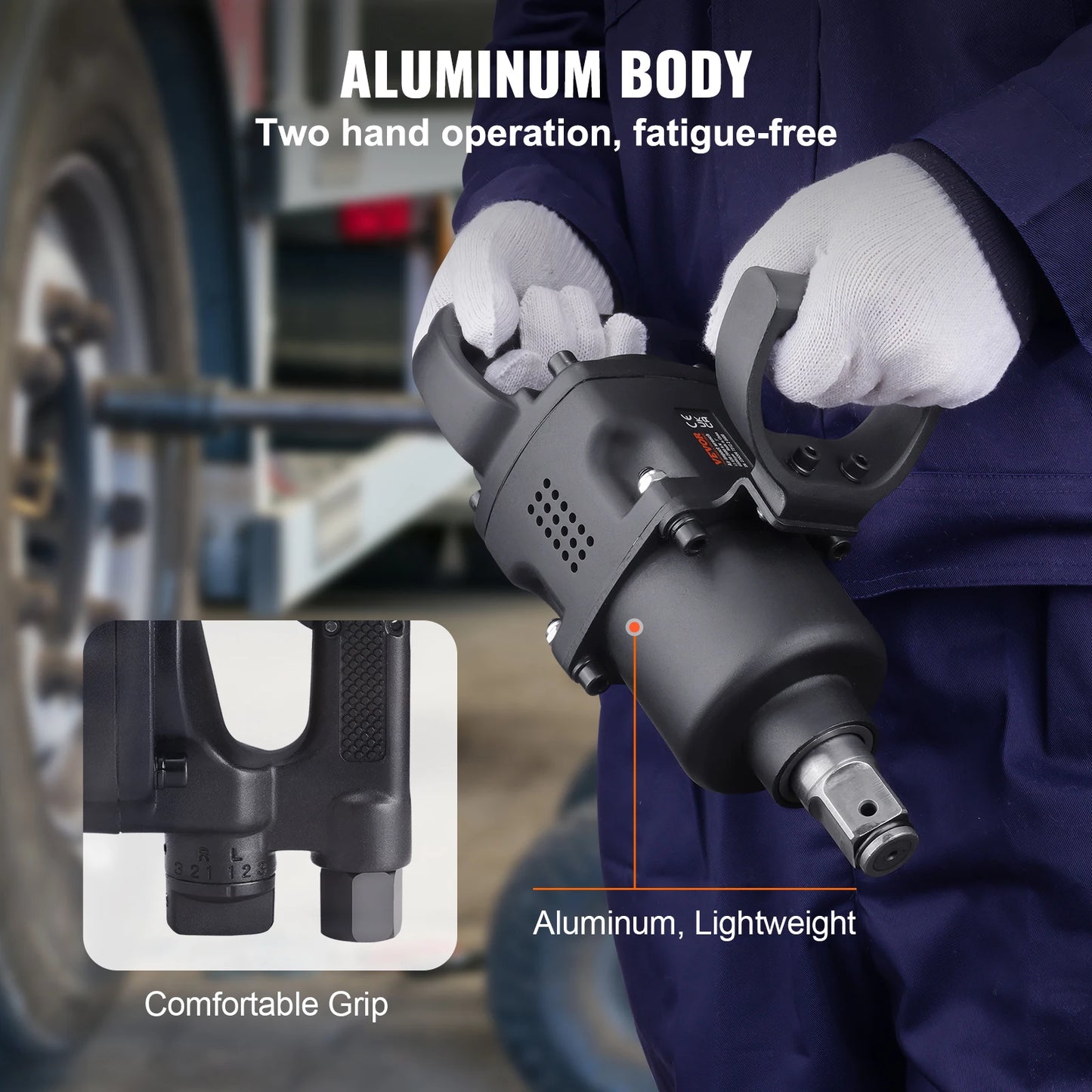 SucceBuy  Air Impact Wrench Up to 2730ft-lbs Reverse Torque Output 1"Pneumatic Impact Gun for Heavy Duty Repairs and Maintenance