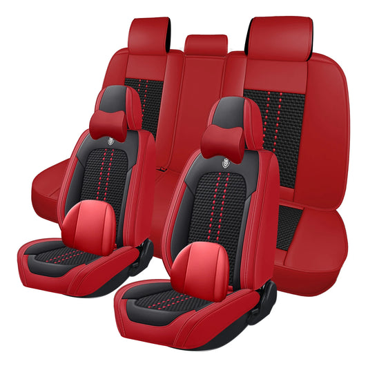Universal car seat cover, waterproof PU leather, lined with breathable ice silk, 5-seat set for the whole car