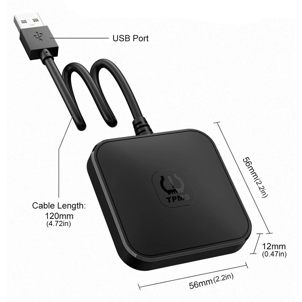USB TPMS Tire Pressure Monitoring System with 4 External Sensors 0-116PSI Wireless Transmission TPMS for Android Car DVD