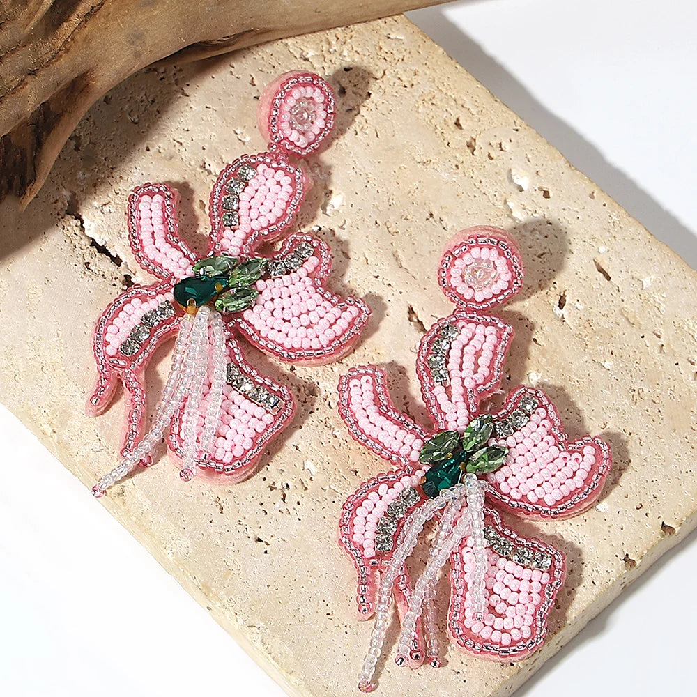 AENSOA Bohemian Starfish Seed Bead Drop Earrings Women
