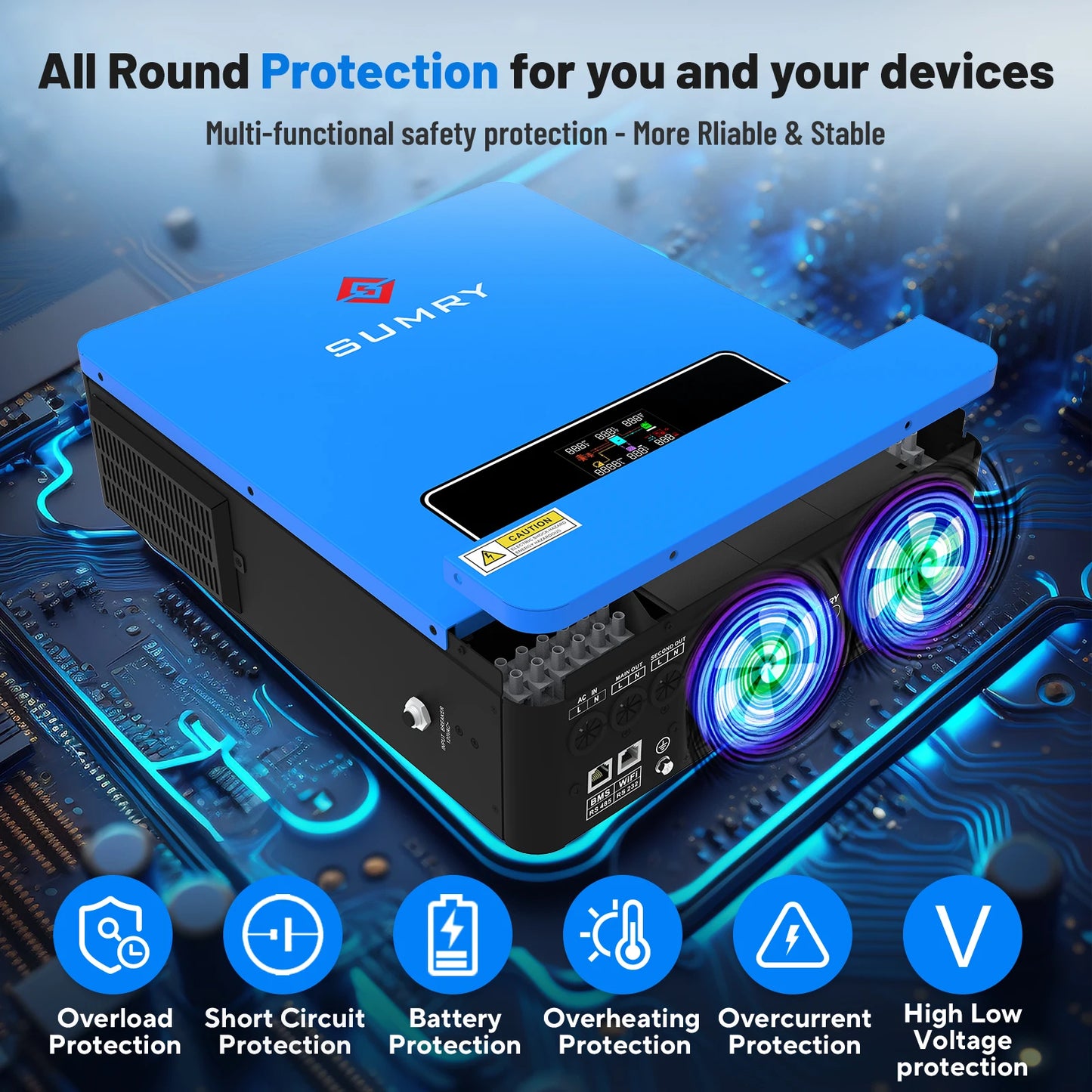 Sumry 3.6kW Hybrid Solar Inverter 110 120V 24V MPPT 120A