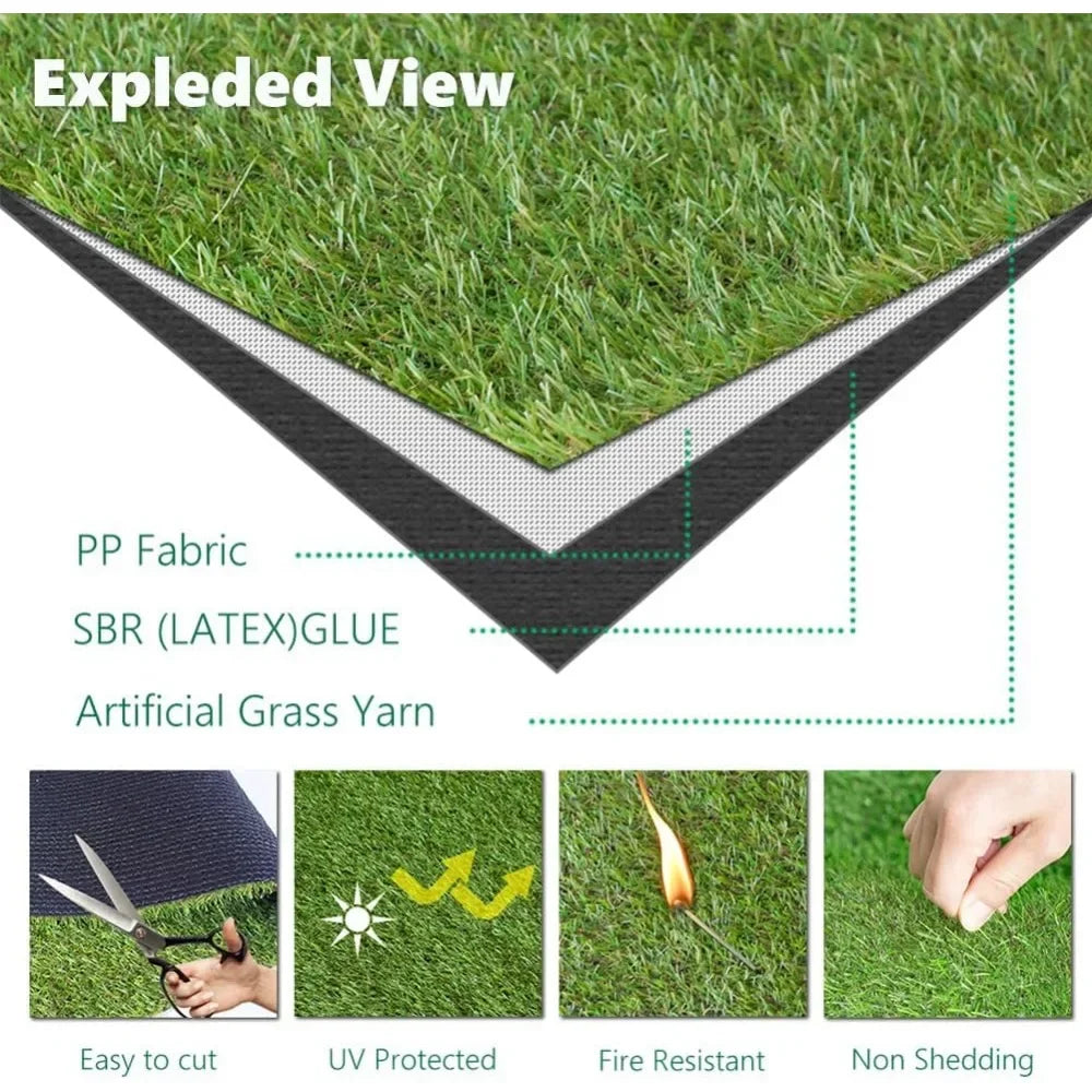 9FT x 27FT Artificial Turf 1.38inch Simulated Synthetic Fake Grass with Drainage Holes, Reusable Grass Urinal for Dogs, Backyard