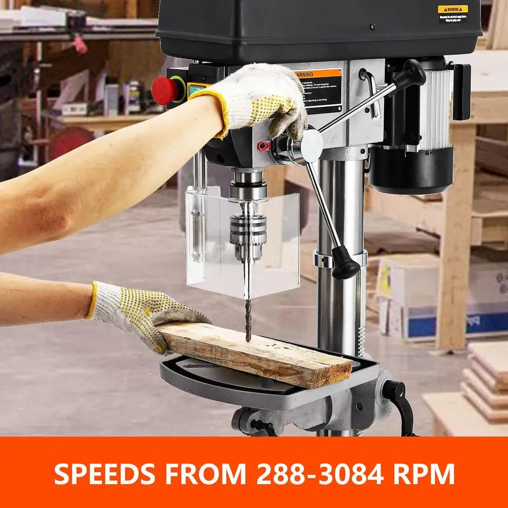 15 Inch Benchtop Drill Press 7.5 Amp 120V Copper Motor 288-3084 RPM Variable Speed Precision Drilling Tool Safety Features