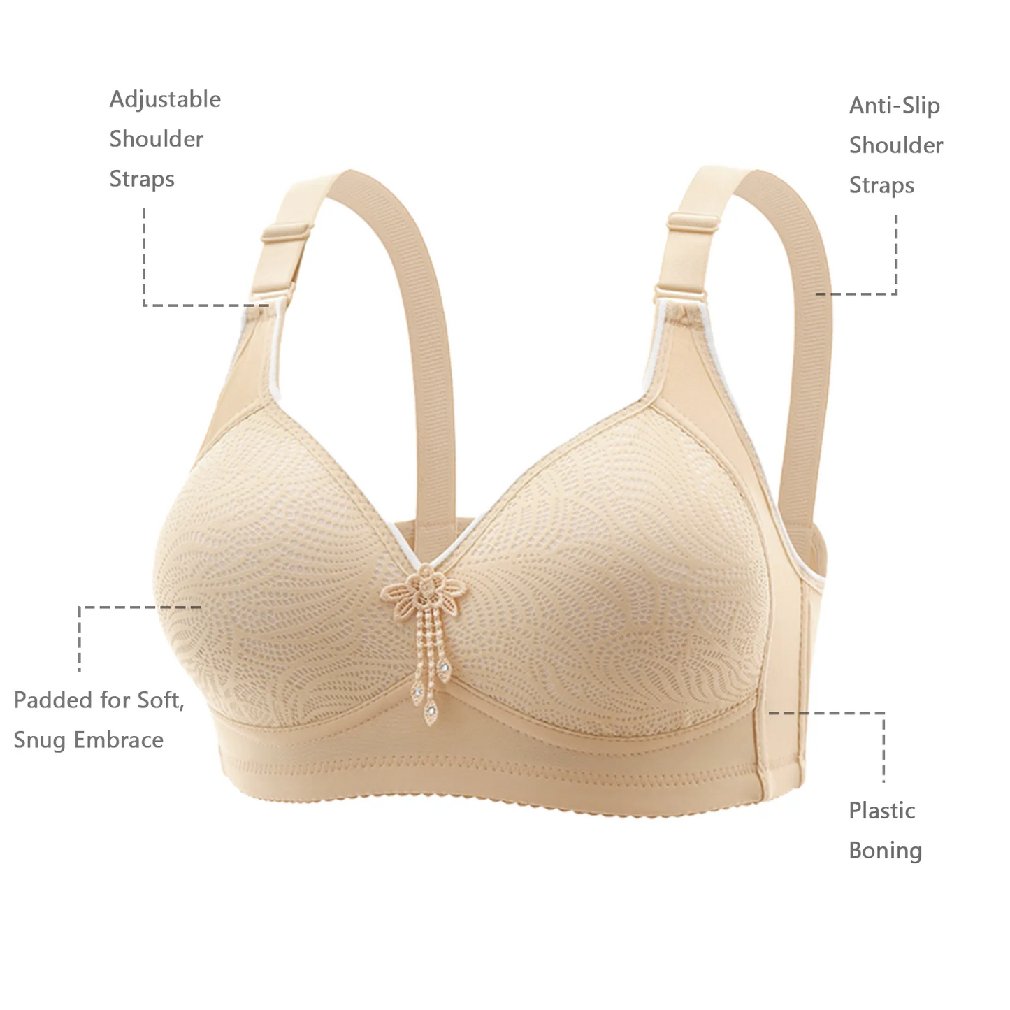 6 Seamless Comfortable Wireless Push-Up Bra Tassel Decor Women's Underwear and Lingerie