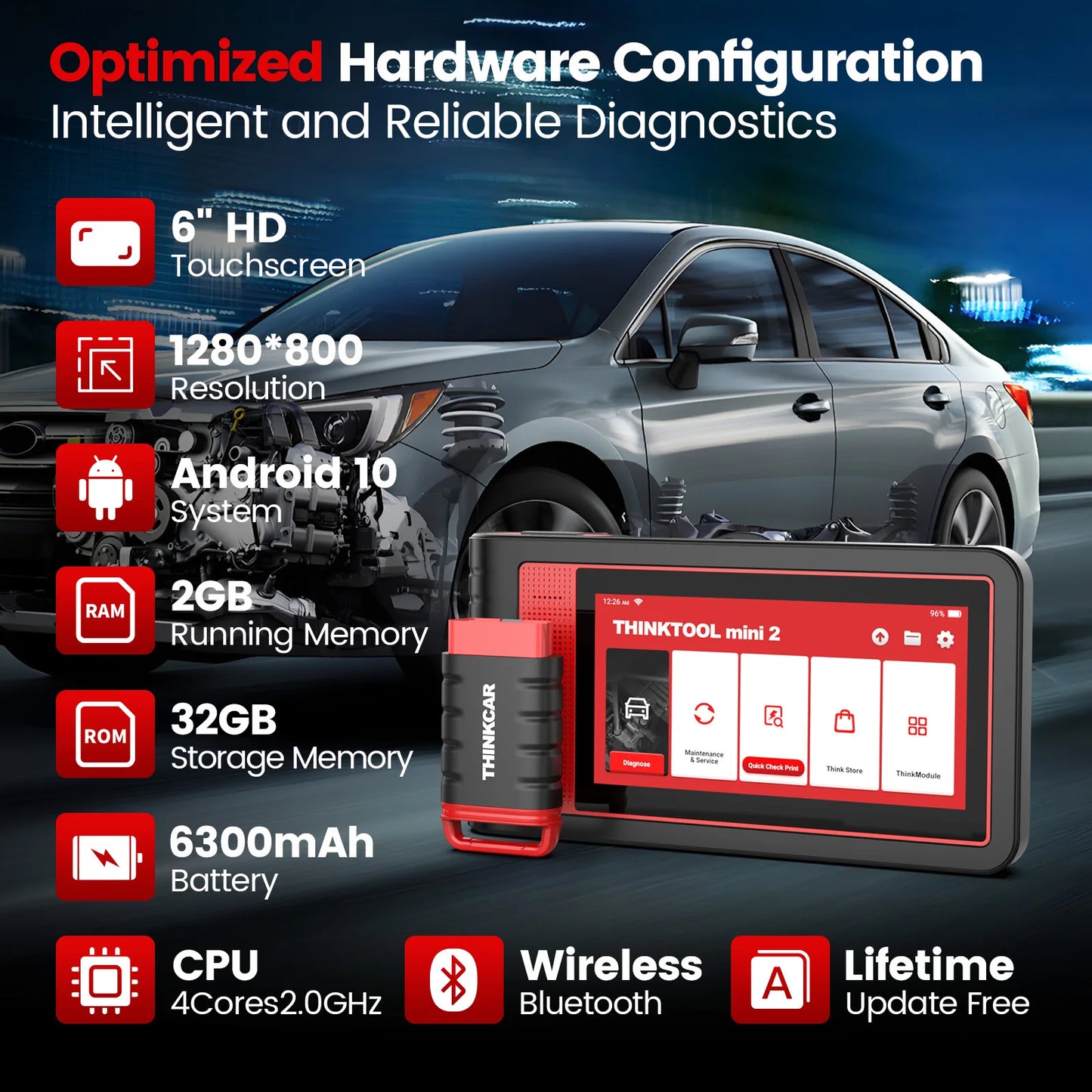 THINKCAR THINKTOOL MINI 2 CANFD Car Scanners Auto Diagnostic Tools Automotive Obd2 Scanner 28 Resets Full System Diagnosis Free